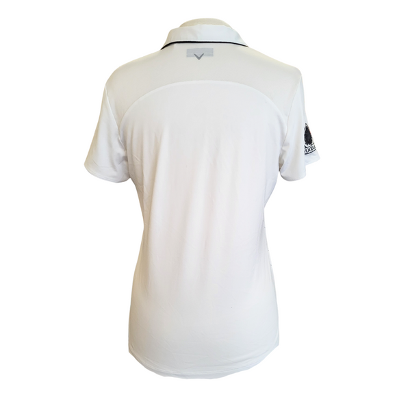 Callaway White w/ Black Cross-Stitch Print Women's Golf Polo Size M