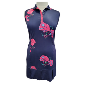 Callaway Sleeveless Navy Floral Dress Size L MSP $101