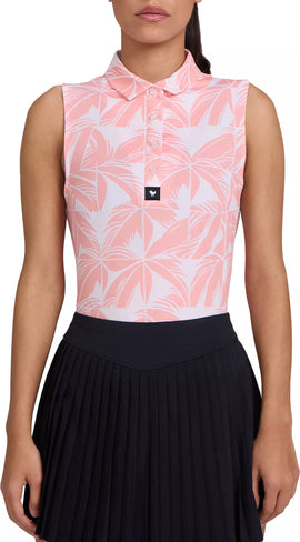 New Bad Birdie Women's Sleeveless Golf Polo Vacay Vibes - Dawn Amber