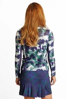 New Amy Sport Katelyn 3 Long Sleeve Golf Top- Dark Watch Abstract MSP$144 - 0