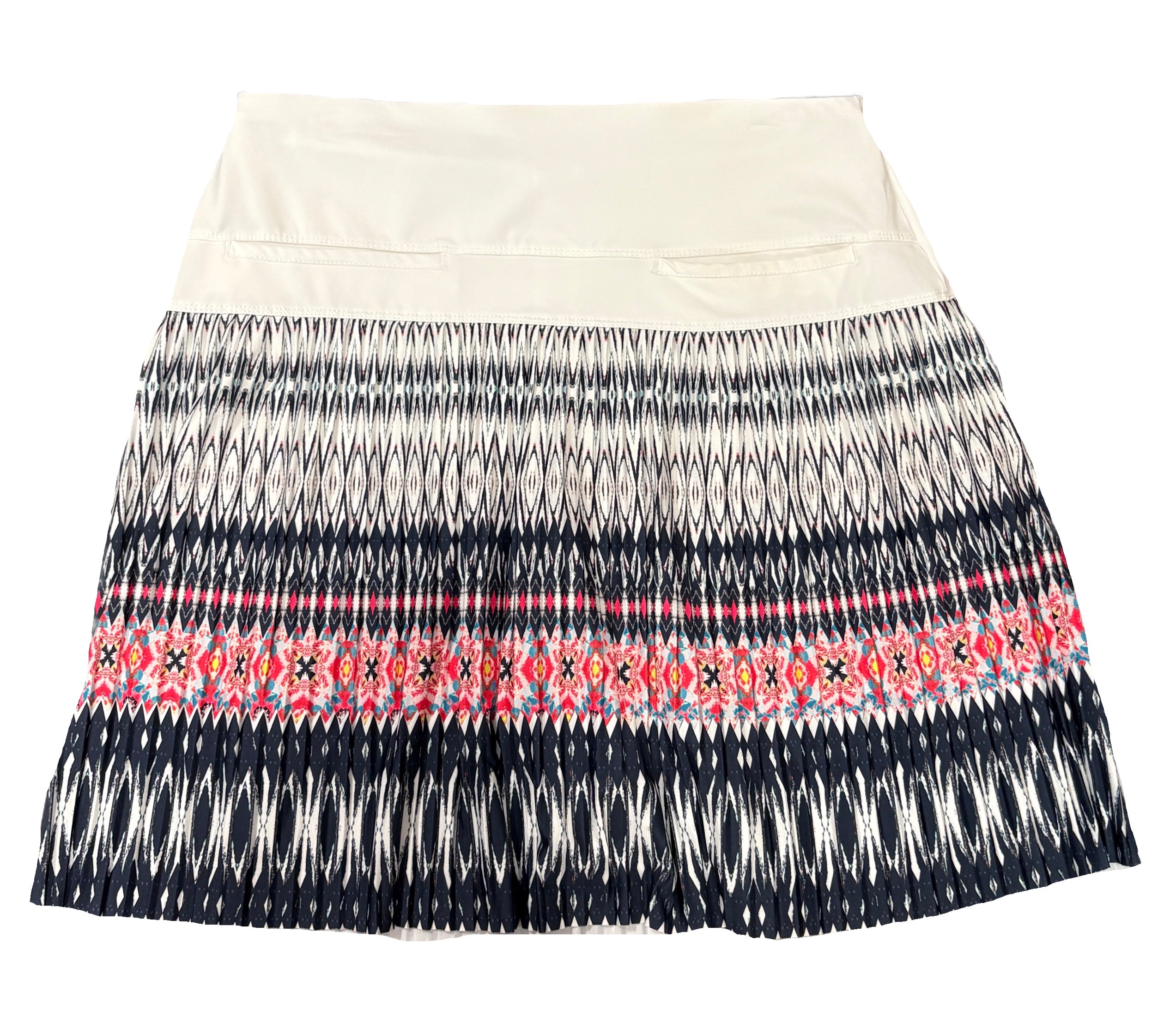 Lucky in Love White, Navy & Pink Micro Pleated Women's Golf Skort Size M - 0