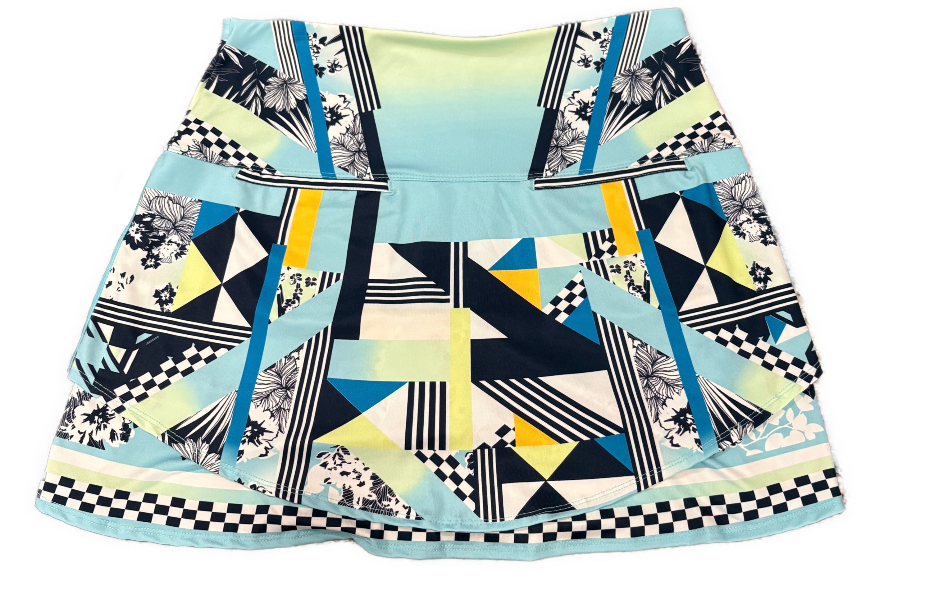 Lucky in Love Blue & Green Patterned Women's Pull-on Golf Skort Size M - 0