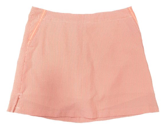 Lady Hagen 17.5" Orange & White Striped Seersucker Skort size 10 MSP$55