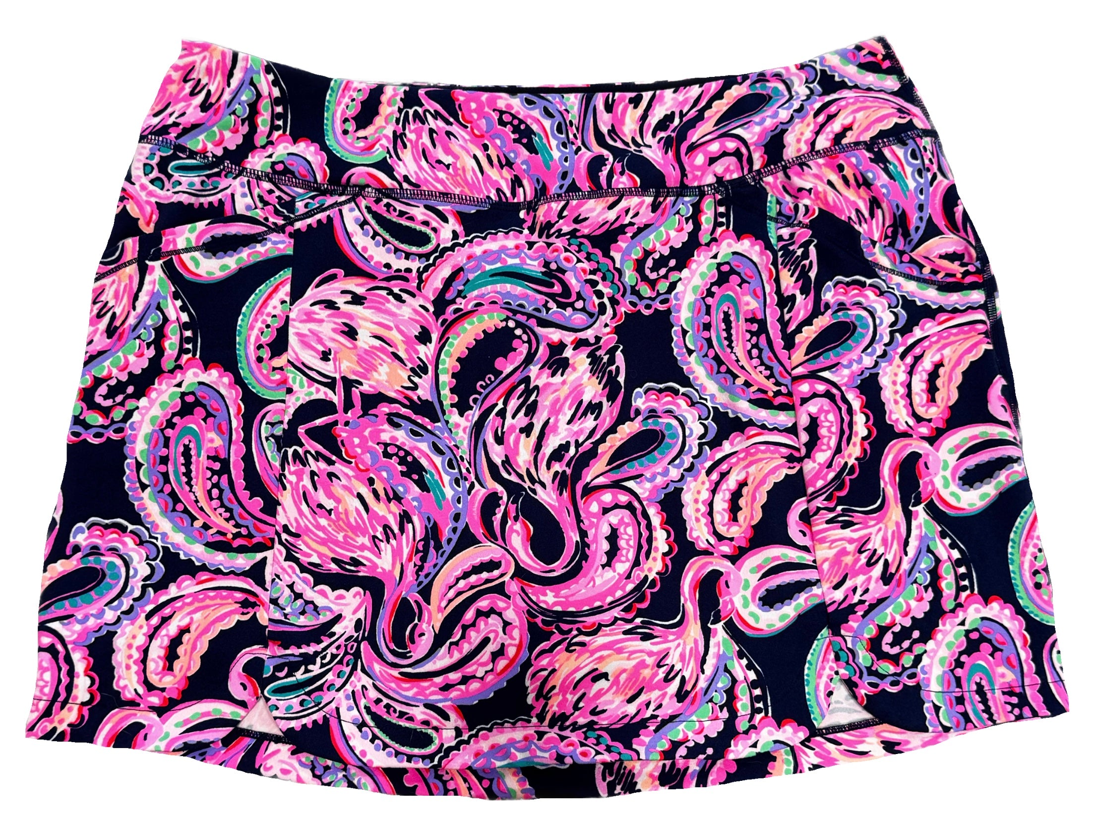 Lilly Pulitzer Navy & Pink Paisley Patterned Women's Golf Skort Size XL