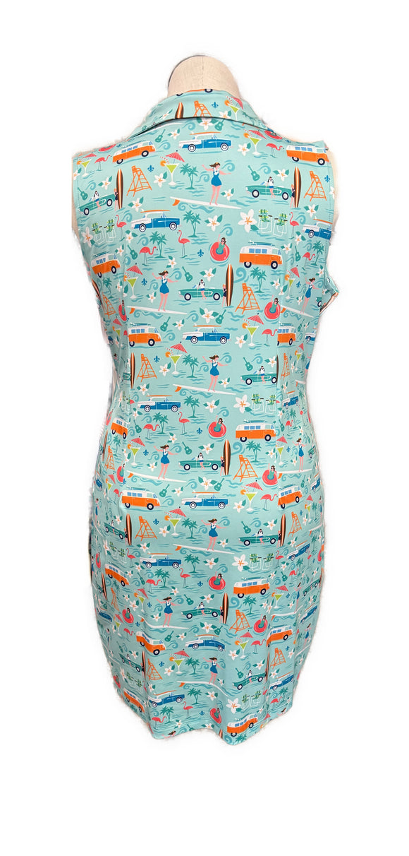 New Katherine Way St Regis Good Vibrations Print Golf Dress MSP$185