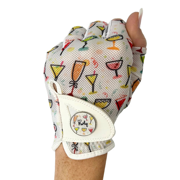 New Hard Candy Women's Half Finger Golf Glove - Party Time - Left Hand