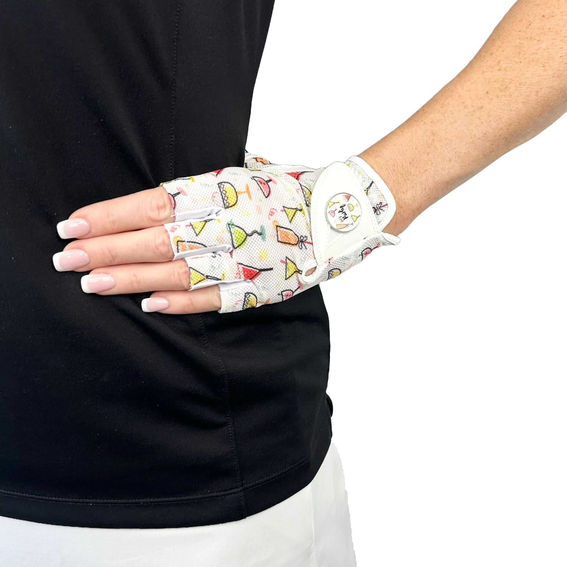 New Hard Candy Women's Half Finger Golf Glove - Party Time - Left Hand