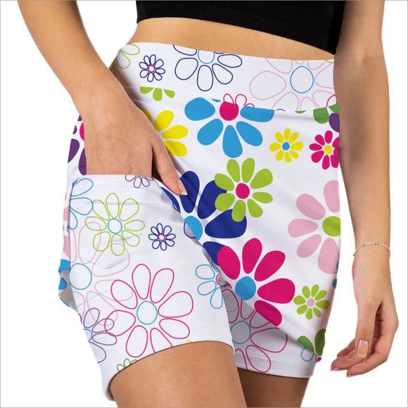 New Skort Obsession Night Daisies White Skort