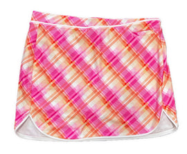 Pebble Beach Orange & Pink Plaid Print Women's Golf Skort Size XL
