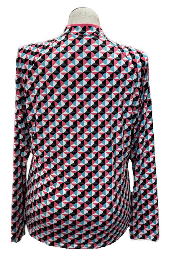 Tail White Label Blue, Pink & Black Geometric Patterned Women's Golf Pullover Size XL