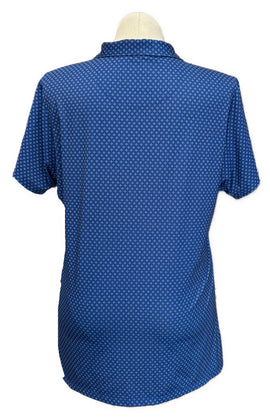 Donald Ross Navy & White Dotted Women's Short Sleeve Top w/Logo Size XXL - 0