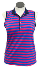 Ralph Lauren Magenta & Royal Striped Sleeveless Golf Top Size L-1