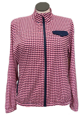 Lady Hagan Full Zip Athletic Jacket - Retro Geo Cherry Red Size XL