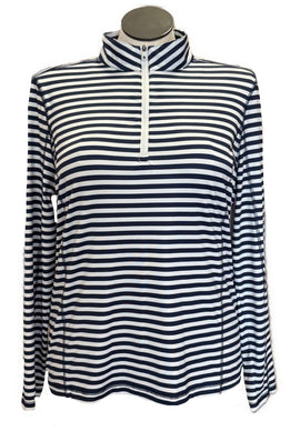 Izod Golf Navy & White Striped 1/4 Zip Long Sleeve Pullover Size XL