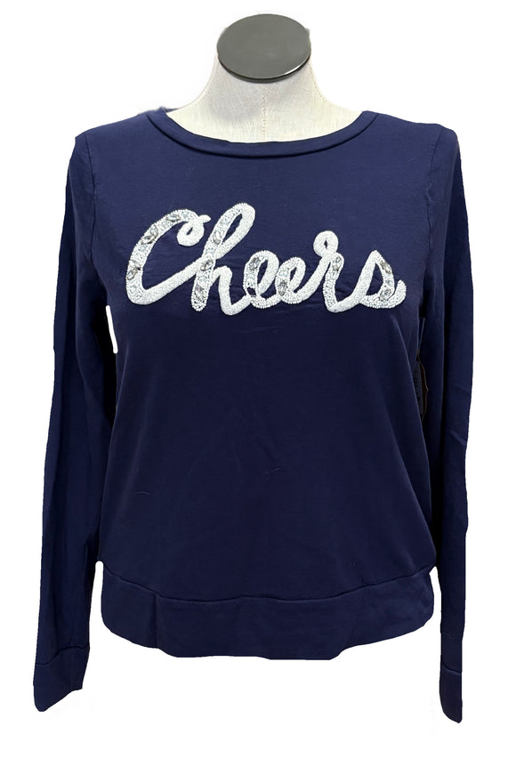 Lilly Pulitzer Navy Beaded 'Cheers' Sweatshirt Size L