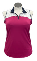 Lady Hagen 1/4 Zip Mock Neck Colorblock Sleeveless Golf Top MSP$40-1