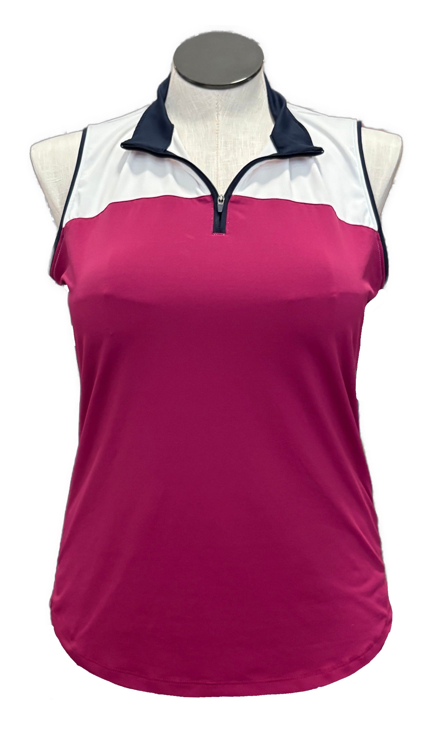 Lady Hagen 1/4 Zip Mock Neck Colorblock Sleeveless Golf Top MSP$40