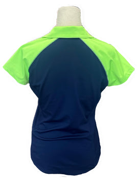 Jofit Navy & Bright Green Women's Short Sleeve Golf Top Size S - 0