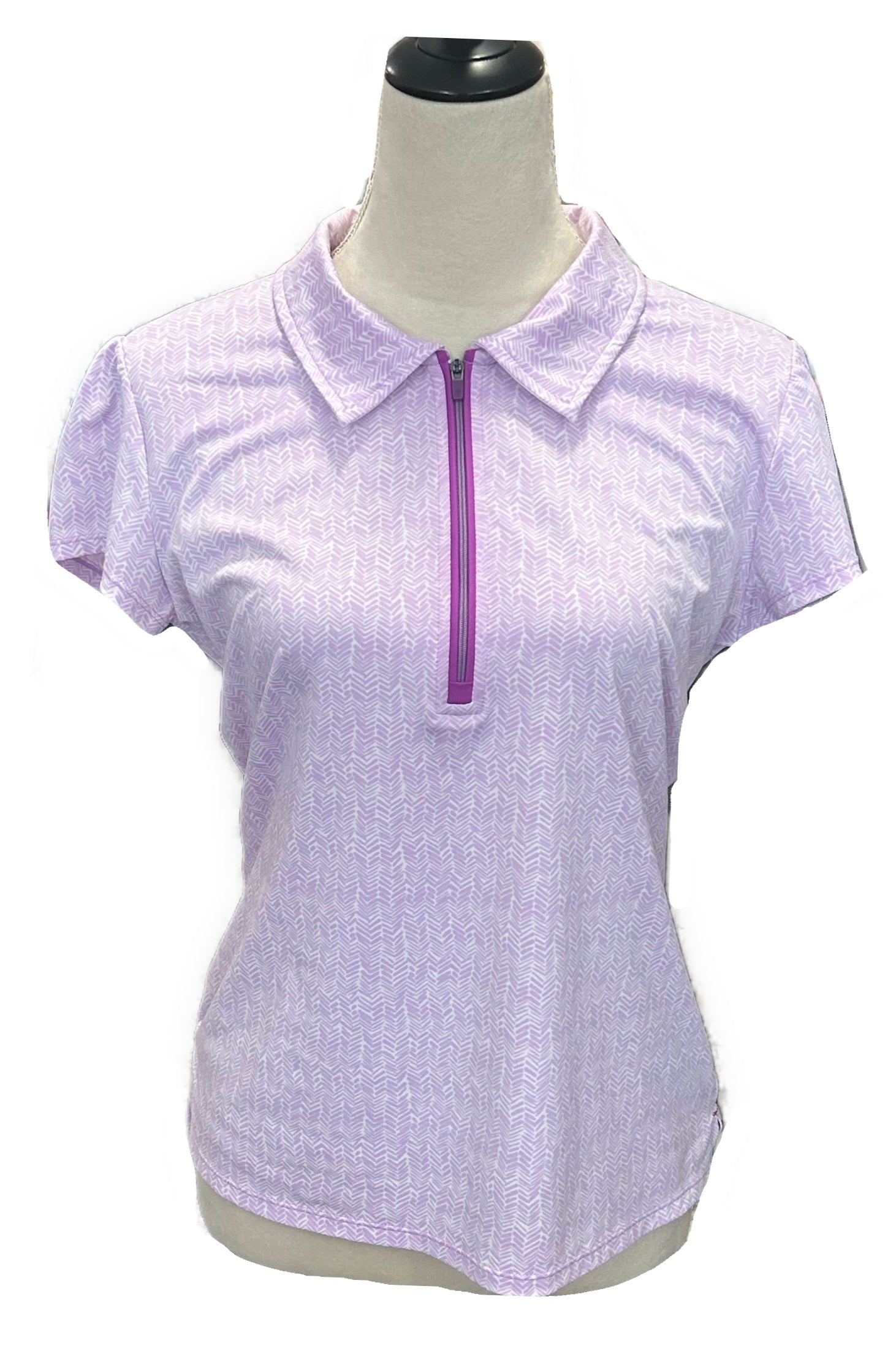Athleta Lavender Knit Print 1/4 Zip WOmen's Golf Polo Size M MSP $70