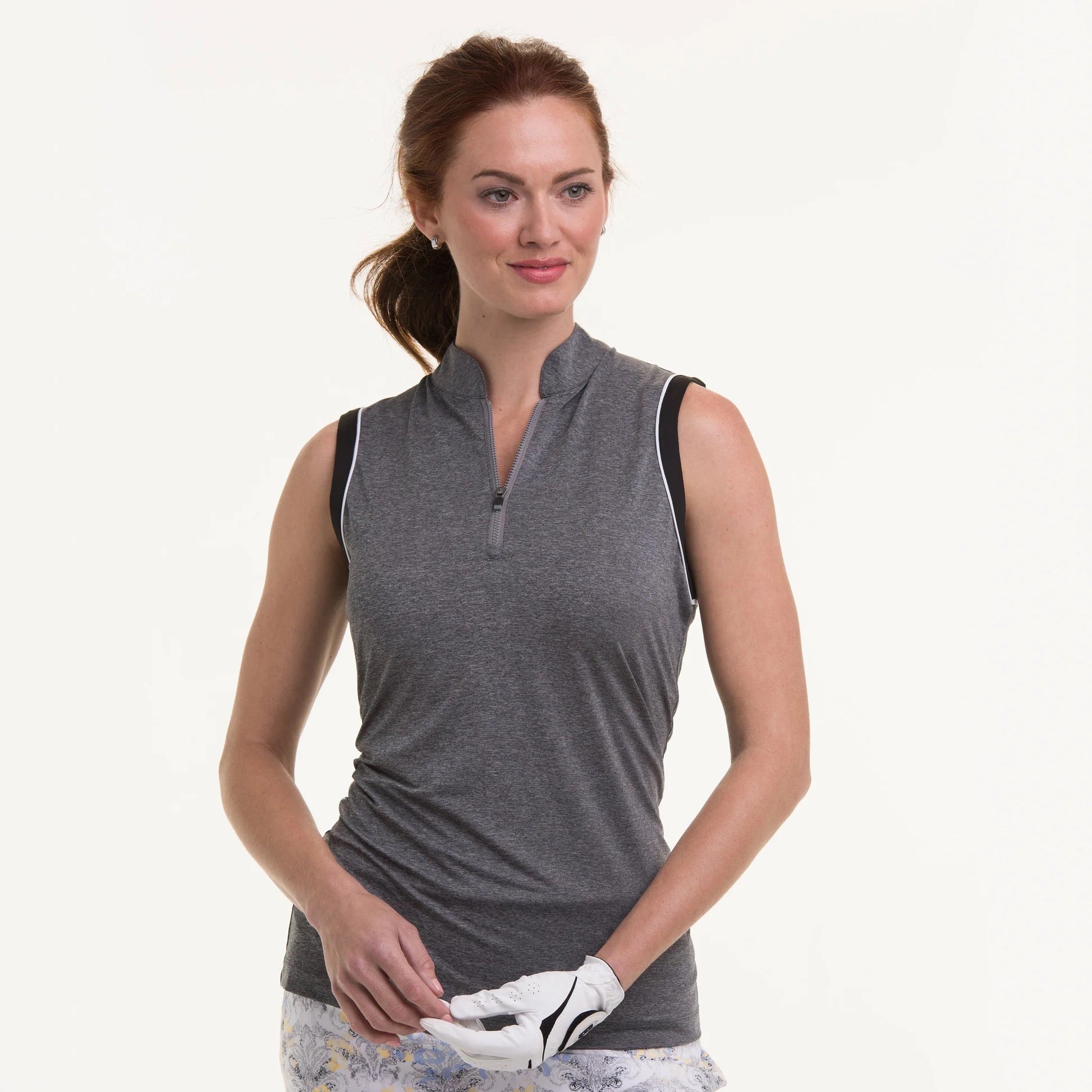 New EP NY Women's Sleeveless Slate Zip Golf Polo Size L MSP$80