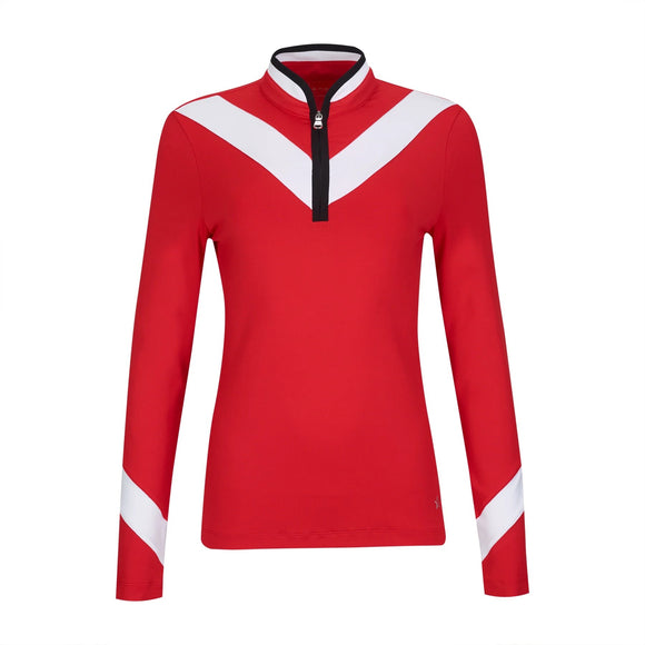 Lohla Sport Laurie Chevron Pullover Golf Top Red Size L MSP$110