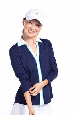 New Kinona Navy Class Act Longsleeve Golf Shirt Size S MSP$109