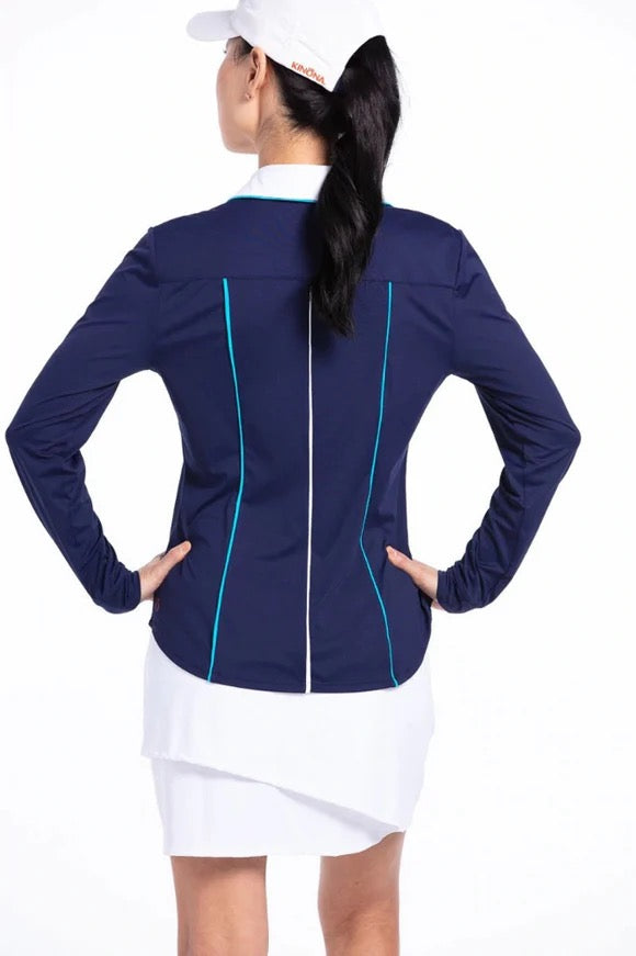 New Kinona Navy Class Act Longsleeve Golf Shirt Size S MSP$109 - 0