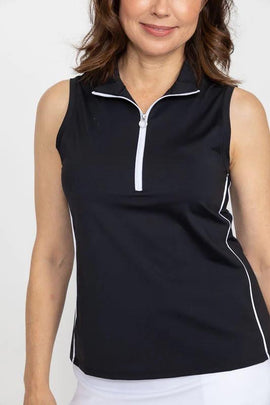 New Kinona Keep it Covered Black Sleeveless Golf Polo Size M MSP$118
