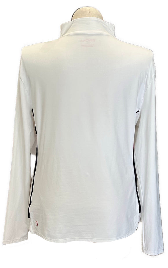 Kinona White Golf Funnel Pullover w/ Black Zip Size XL MSP $124