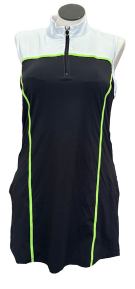 Kinona White & Black Women's Sleeveless Golf Dress w/Green Outlining Size XL