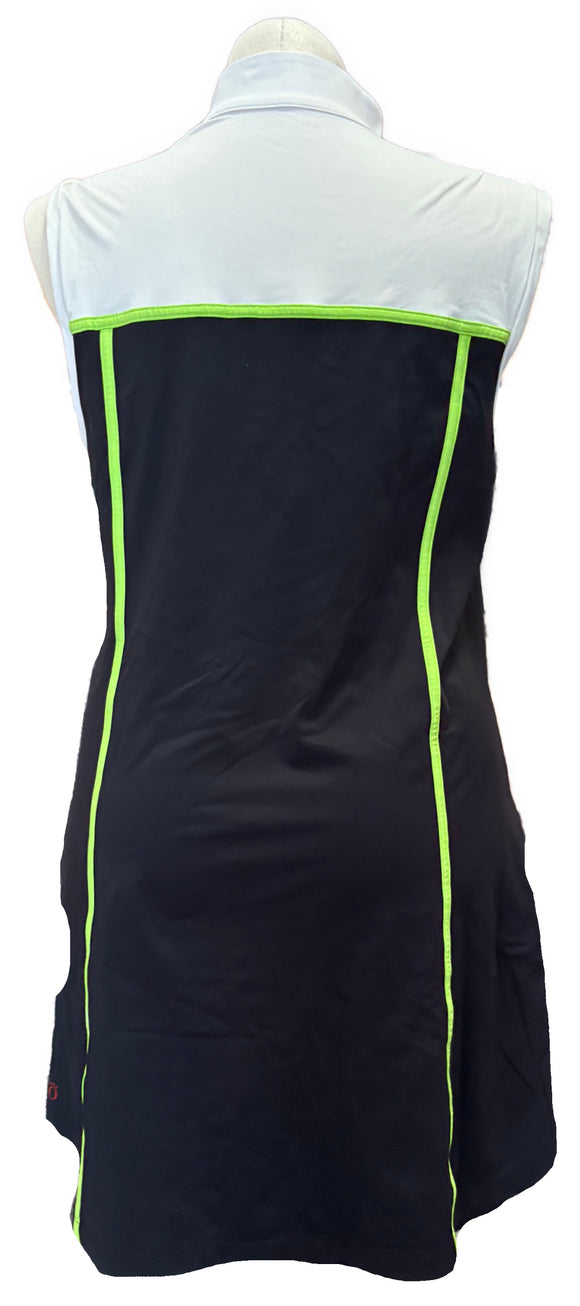 Kinona White & Black Women's Sleeveless Golf Dress w/Green Outlining Size XL