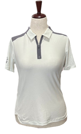 Nike White & Gray Colorblock Women's Short Sleeve Top w/Logo Size S