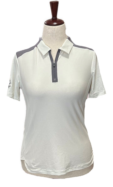 Nike White & Gray Colorblock Women's Short Sleeve Top w/Logo Size S