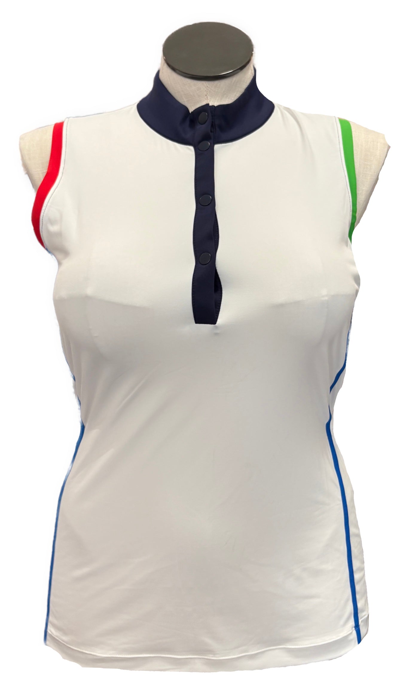 NEW Kinona Make it Snappy Sleeveless Polo size M White MSP$70