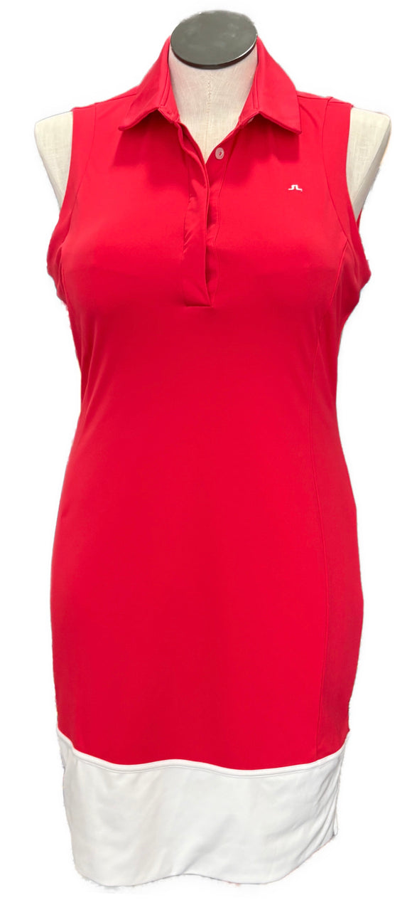 J.Lindeberg Pink Women's Sleeveless Golf Dress w/White Accent Size XL