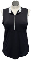 Footjoy Black Women's Sleeveless Golf Top w/White Outlining Size XL-1