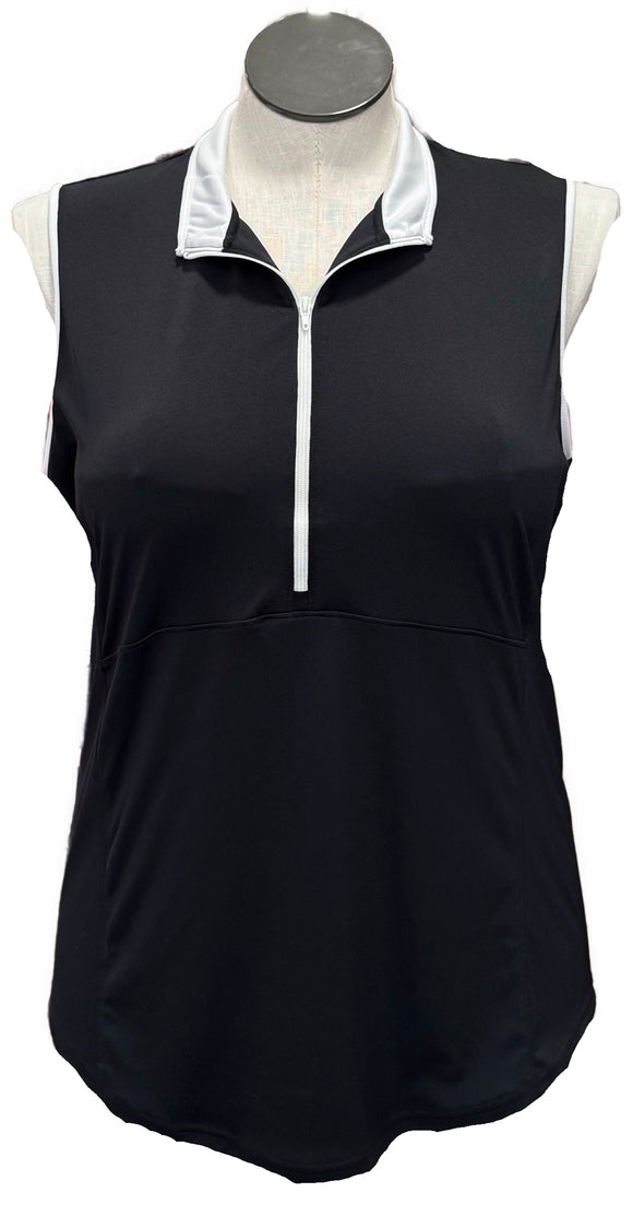 Footjoy Black Women's Sleeveless Golf Top w/White Outlining Size XL