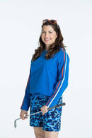 New Kinona Hit the Range Long Sleeve Golf Top Size XXL - Blueberry MSP$109-1