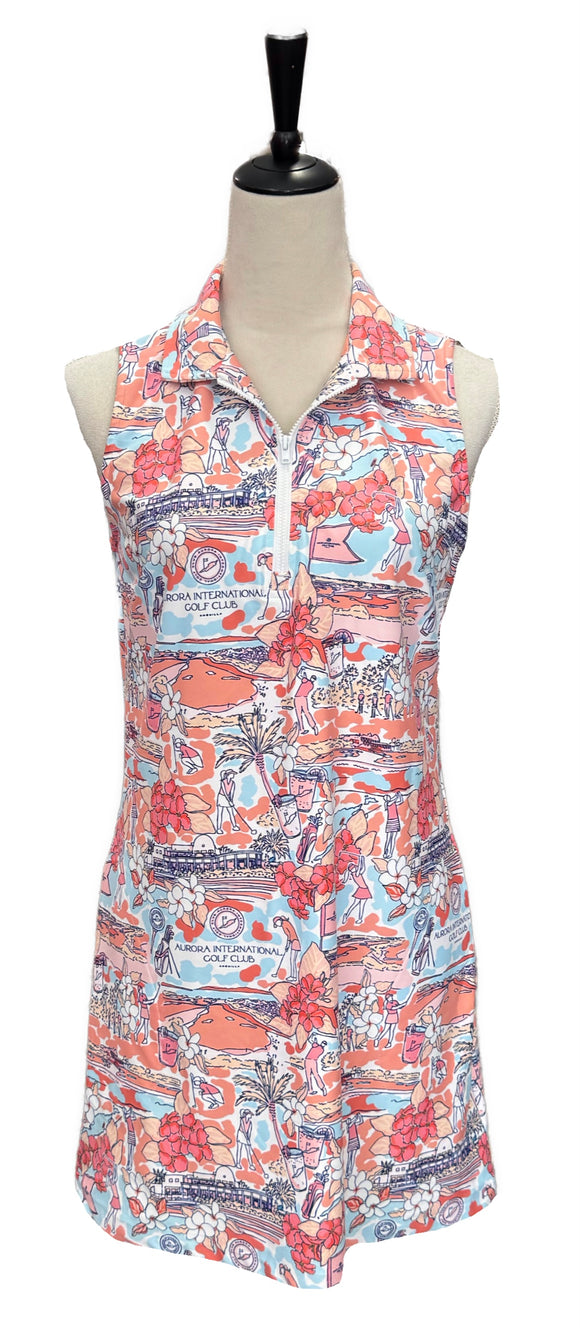 Smith & Quinn Peach Aurora International Golf Club Patterned Women’s Golf Dress Size M MSP$135