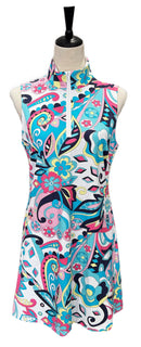 Melly M Blue, Pink & Yellow Floral Print Women’s Sleeveless Golf Dress Size M MSP$195-1
