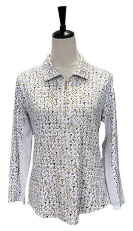 San Soleil Martini Print Women’s Golf Pullover Size M