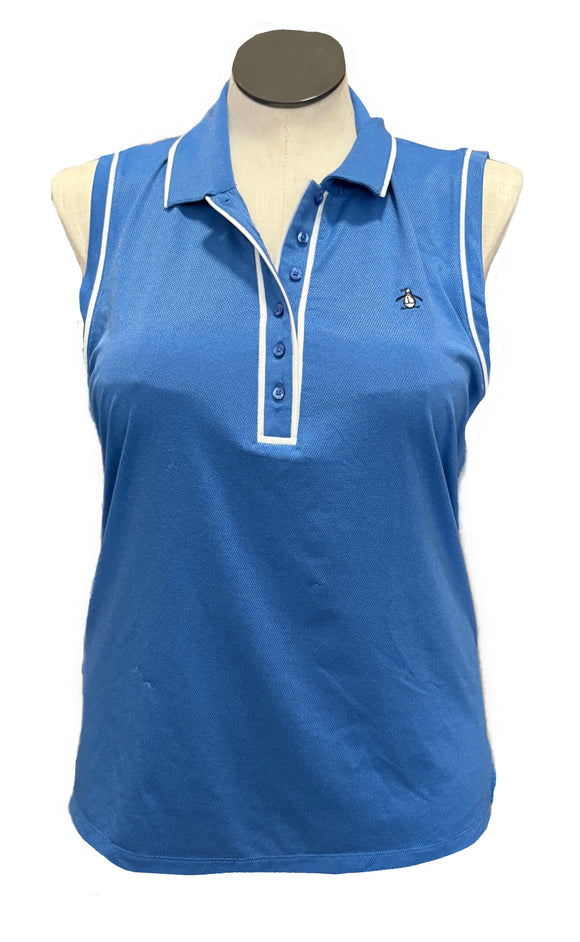 Original Penguin Women's Blue Sleeveless Golf Polo Size XL