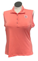 Ahead Women's Coral Floral Sleeveless Golf Polo w/ Logo Size XL MSP$74-1