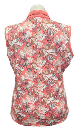 Ahead Women's Coral Floral Sleeveless Golf Polo w/ Logo Size XL MSP$74 - 0