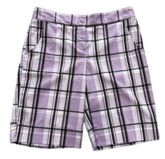 Izod Purple & White Plaid Shorts Size 10 MSP $65