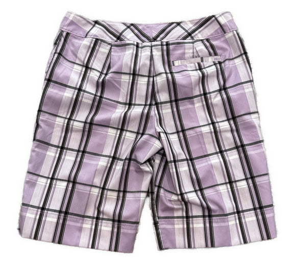 Izod Purple & White Plaid Shorts Size 10 MSP $65