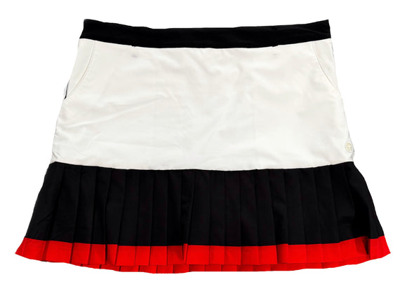 Tribal Sport Women's White Golf Skort w/Black & Red Pleats Size L