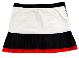 Tribal Sport Women's White Golf Skort w/Black & Red Pleats Size L - 0