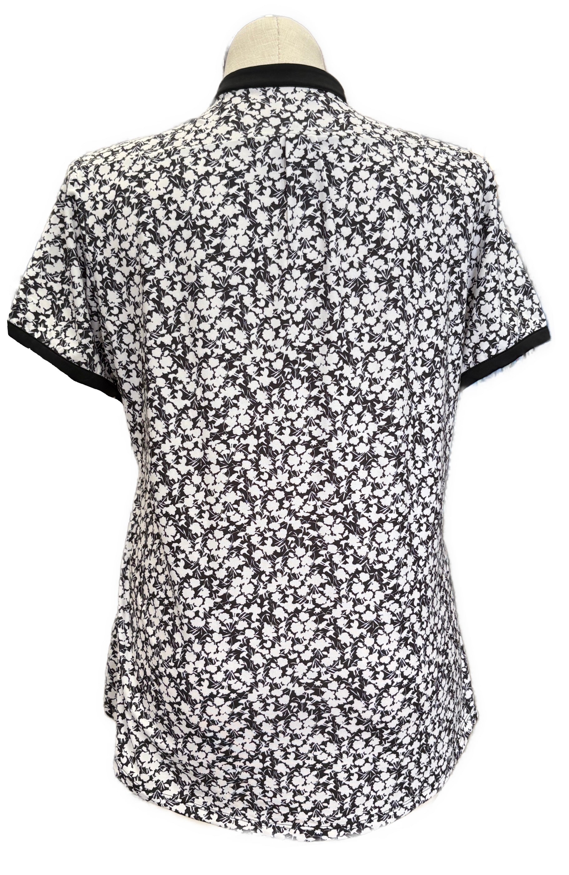 Adidas Black & White Flower Print Women's Short Sleeve Golf Top w/Logo Size XL - 0