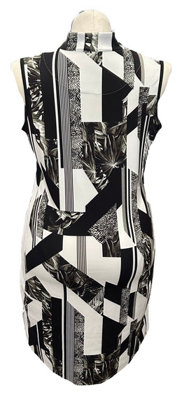 Tail Black & White Tropical & Geometric Patterned Women's Golf Dress Size L - 0